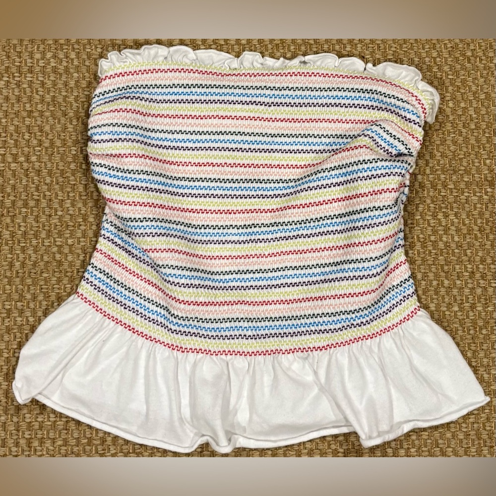 Striped Ruffle Tube Top